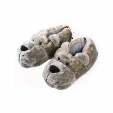 Berenkop sloffen voor heren grijs