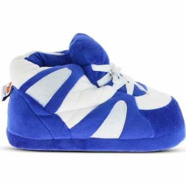 Blauw/witte sneaker model sloffen/sloffen voor heren