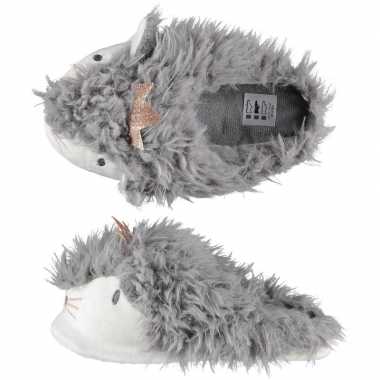 Sloffen/sloffen instappers grijze alpaca voor dames