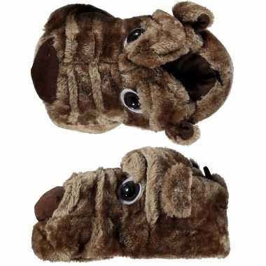 Warme sloffen/sloffen berenkop voor kinderen