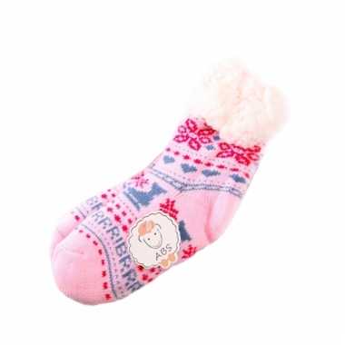 Wintersokken roze/blauw voor kinderen