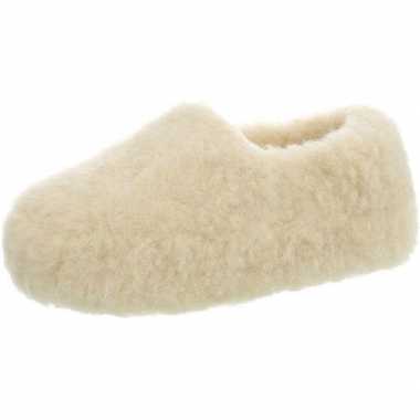 Witte wollen lage sloffen/sloffen voor dames