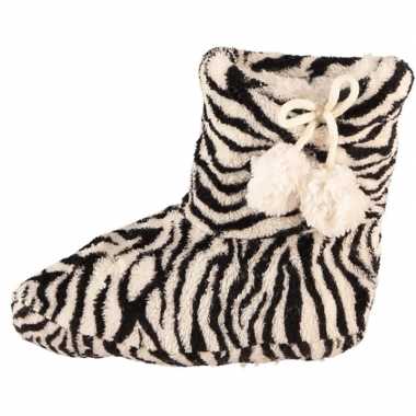 Zwart/witte zebra print meisjes sloffen