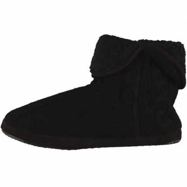 Zwarte gebreide hoge huissloffen/sloffen voor heren