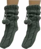 2 paar gebreide grijze huissokken