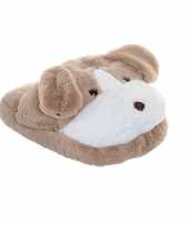 Honden voetenwarmer slof beige voor kinderen volwassenen