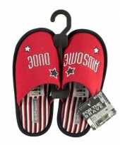 Rode instapsloffen sloffen met tekst voor jongens kinderen